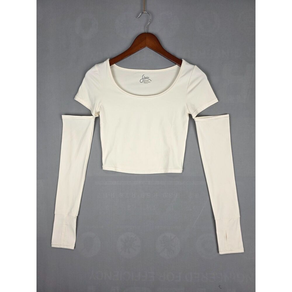 Fanka Instabreeze Crop Top with Deatched Sleeves White Size Small Yoga Pilates